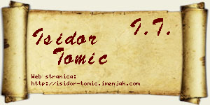Isidor Tomić vizit kartica